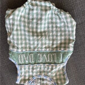 ‘I love dad’ gingham smocked bubble